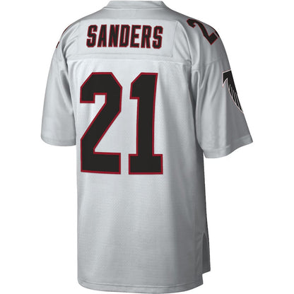 A.Falcons #21 Deion Sanders Mitchell & Ness 100 Retired Player Legacy Jersey - Platinum Stitched American Football Jerseys