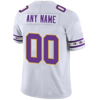 Custom B.Ravens White Team Logo Vapor Limited Football Jerseys