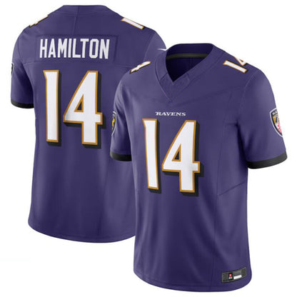 B.Ravens #14 Kyle Hamilton Purple Vapor F.U.S.E. Limited Player Jersey American Stitched Football Jerseys