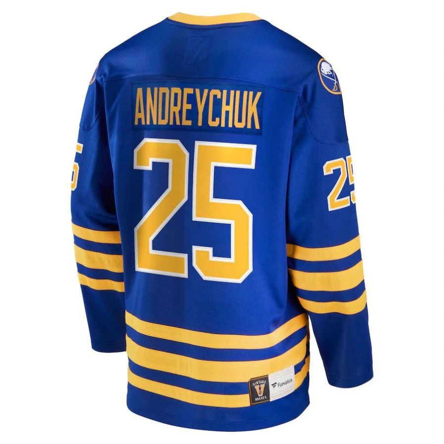 B.Sabres #25 Dave Andreychuk Fanatics Branded Breakaway Retired Player Jersey Royal Stitched American Hockey Jerseys