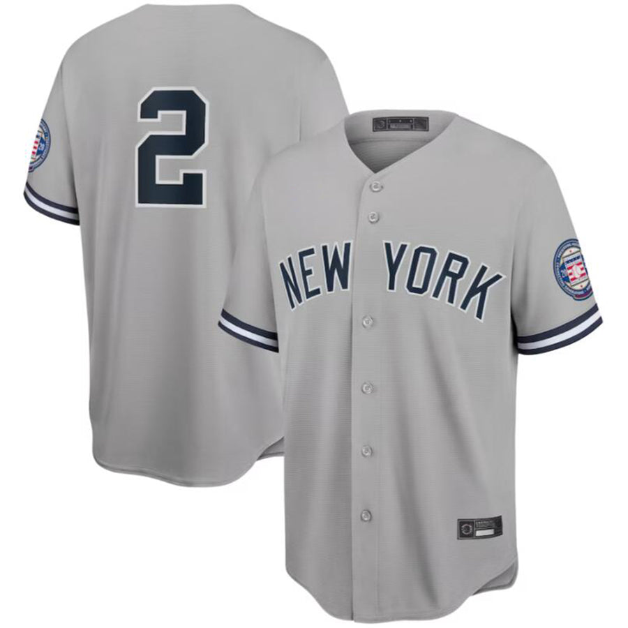 Baseball Jersey New York Yankees #2 Derek Jeter Gray 2020 Hall of Fame Induction Replica Jersey