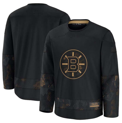 B.Bruins Fanatics 2024 Military Appreciation Practice Jersey - Black Stitched American Hockey Jerseys