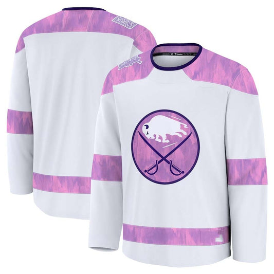 B.Sabres Fanatics 2024 Hockey Fights Cancer Practice Jersey - White Stitched American Hockey Jerseys