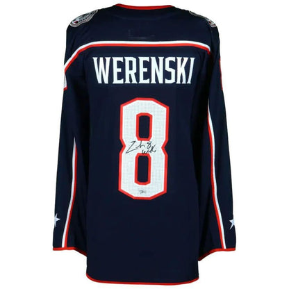 C.Blue Jackets #8 Zach Werenski Fanatics Authentic Autographed Jersey Navy Stitched American Hockey Jerseys