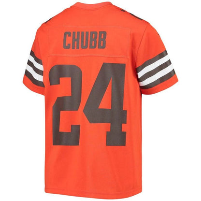 C.Browns #24 Nick Chubb Orange Inverted Team Game Player Jersey Stitched American Football Jerseys