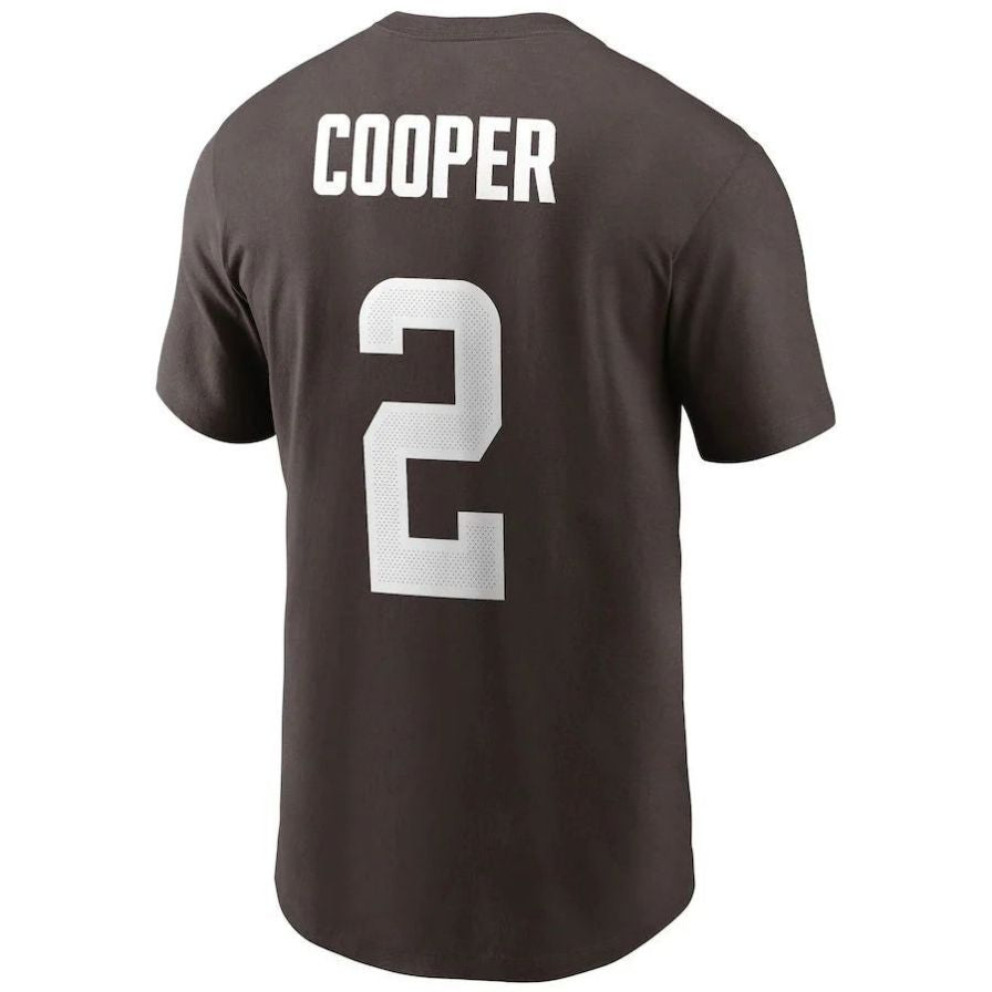 C.Browns #2 Amari Cooper Brown Player Name & Number T-Shirt Stitched American Football Jerseys