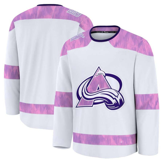 C.Avalanche Fanatics 2024 Hockey Fights Cancer Practice Jersey - White Stitched American Hockey Jerseys