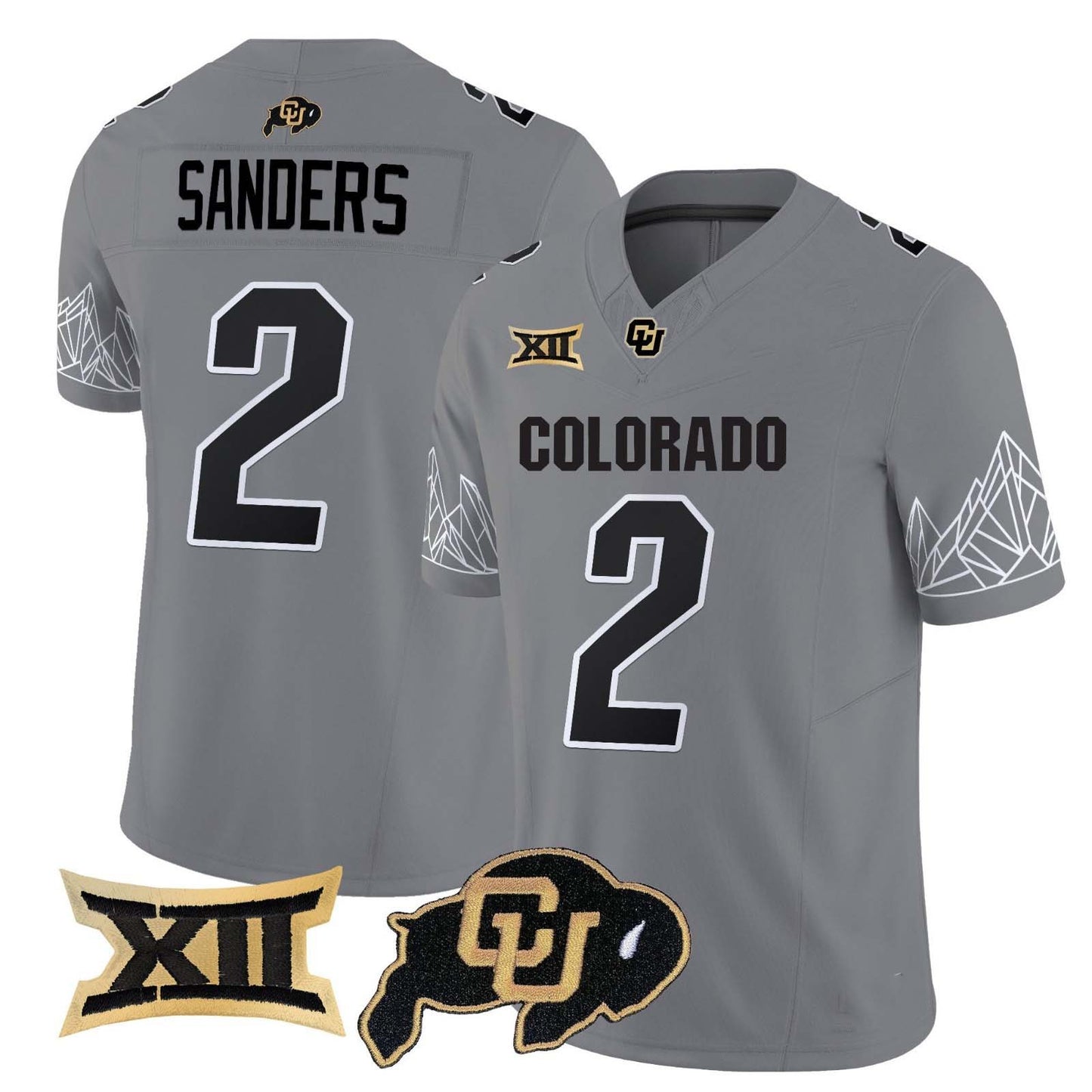 C.Buffaloes #2 Shadeur Sanders 2024 Gray Home Football Stitched American College Jerseys