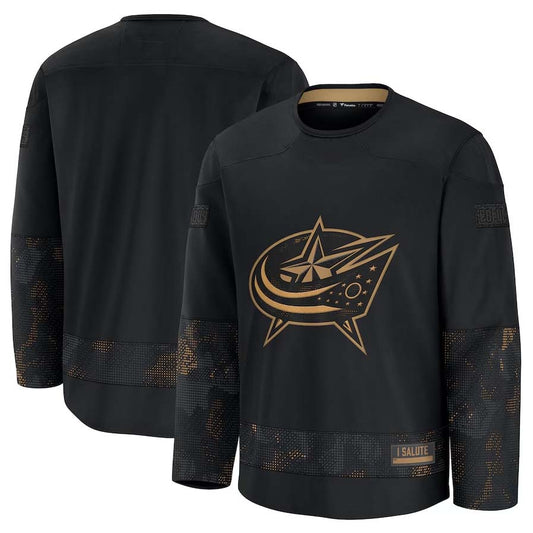 C.Blue Jackets Fanatics 2024 Military Appreciation Practice Jersey - Black Stitched American Hockey Jerseys