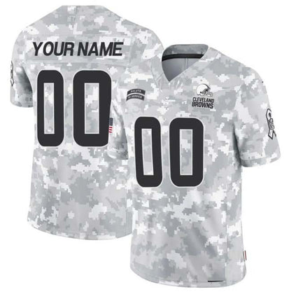 Custom C.Browns Active Player 2024 F.U.S.E Arctic Camo Salute To Service Limited Stitched Football Jersey