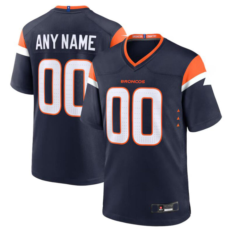 Custom D.Broncos Navy Alternate Player Game Jersey American Stitched Football Jerseys