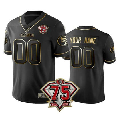 Custom Football SF.49ers Black Golden Stitched American Football Jerseys