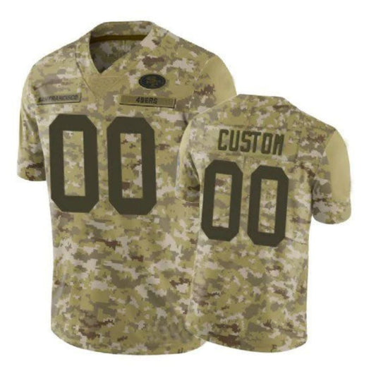 Custom Football SF.49ers Olive Salute To Service Limited Jersey Camo Stitched American Football Jerseys