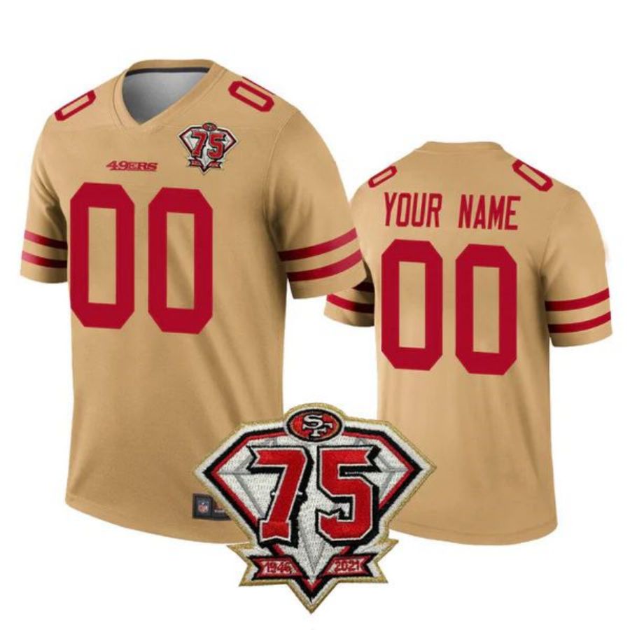 Custom Football SF.49ers Gold Stitched American Game Football Jerseys