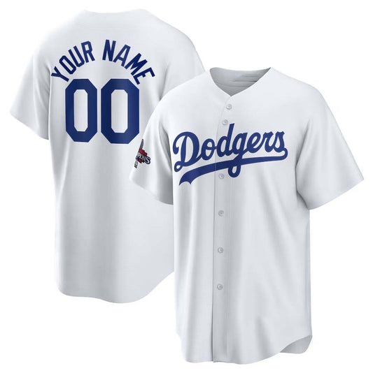 Custom Los Angeles Dodgers White 2024 World Series Champions Home Replica Stitched Baseball Jersey