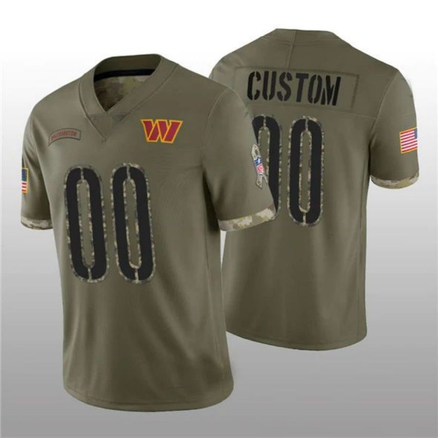 Custom W.Football Team ACTIVE PLAYER 2022 Olive Salute To Service Limited American Stitched Jerseys Football Jerseys