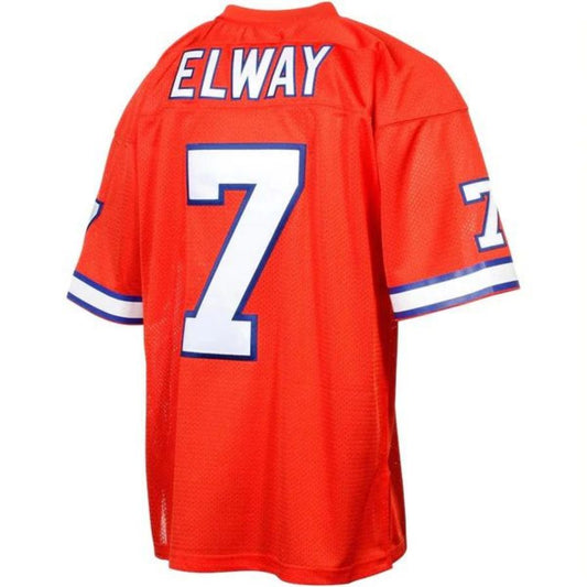 D.Broncos #7 John Elway Orange Stitched Player Silver Anniversary Authentic Throwback Jerseys