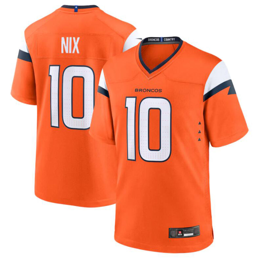 D.Broncos #10 Bo Nix Orange 2024 Draft First Round Pick Player Game Jersey American Stitched Football Jerseys