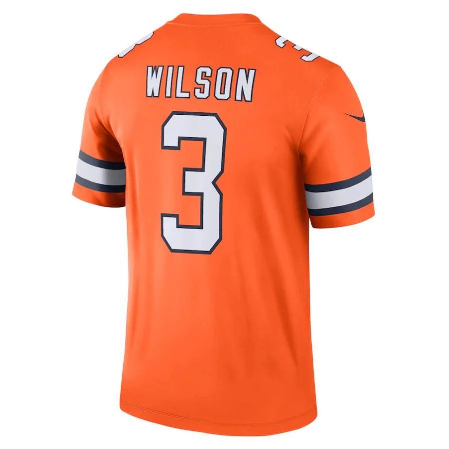 D.Broncos #3 Russell Wilson Orange Alternate Legend Player Jersey Stitched American Football Jerseys