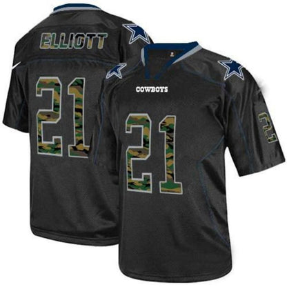 D.Cowboys #21 Ezekiel Elliott Black Stitched Elite Camo Fashion Jersey American Jerseys