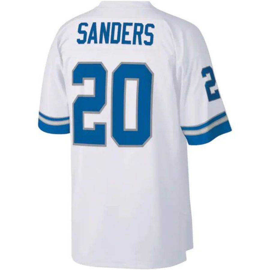 D.Lions #20 Barry Sanders Mitchell_Ness White Legacy Replica Game Football Jerseys