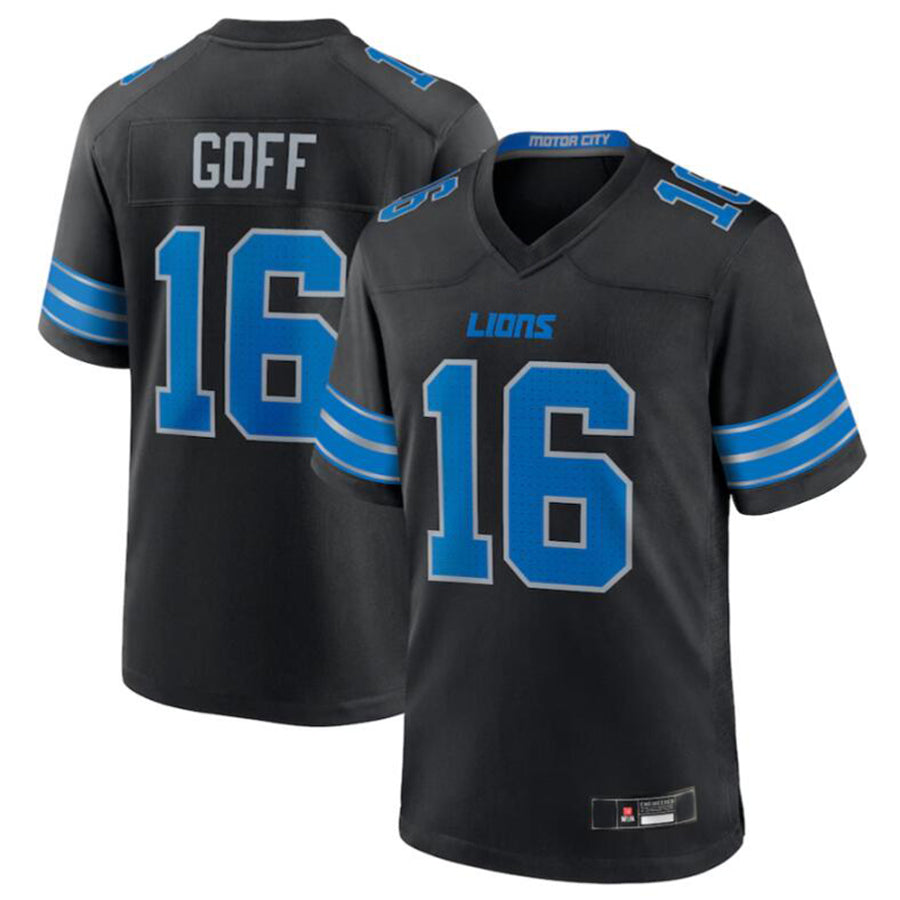 D.Lions #16 Jared Goff Black Player Game Jersey -American Stitched Football Jerseys