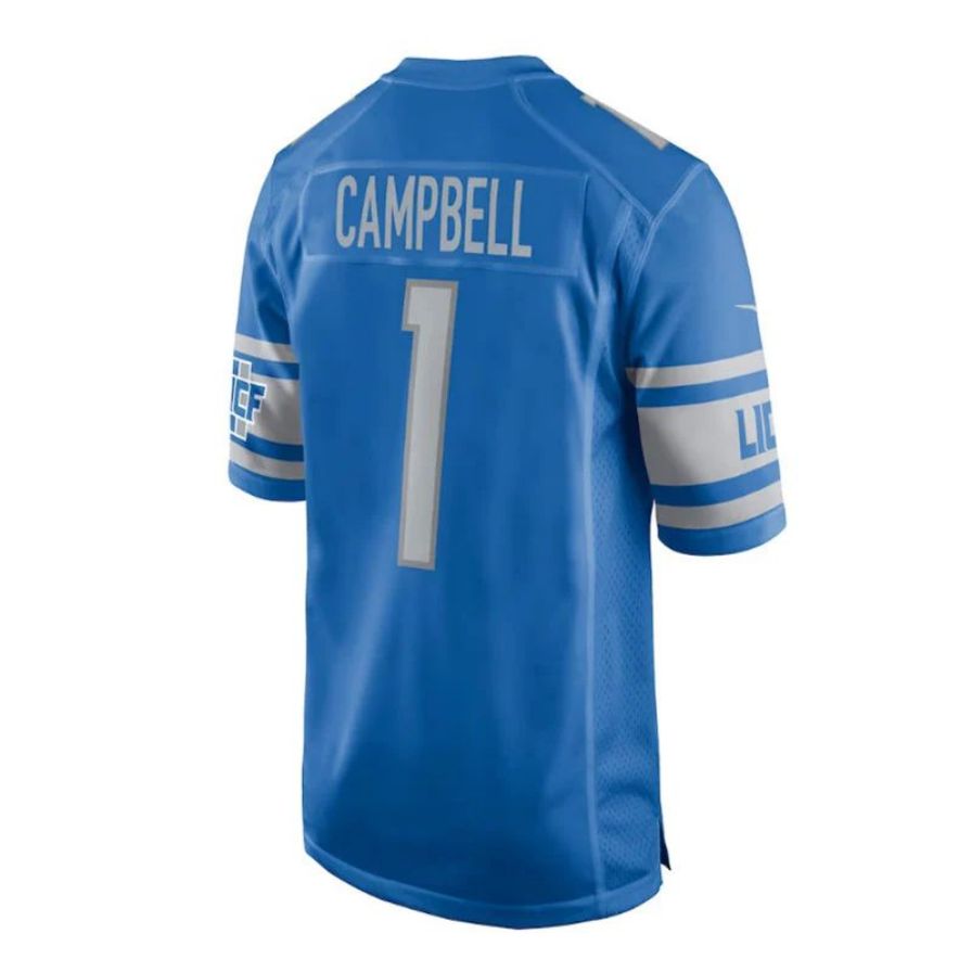 D.Lions #1 Jack Campbell 2023 Draft First Round Pick Game Player Jersey - Blue Stitched American Football Jerseys