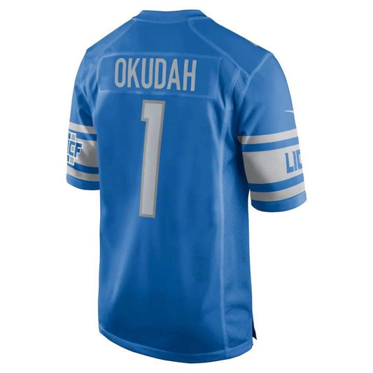 D.Lions #1 Jeff Okudah Blue Game Player Jersey Stitched American Football Jerseys