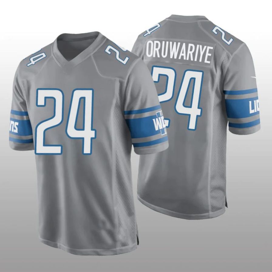 D.Lions #24 Amani Oruwariye Alternate Player Game Jersey - Silver American Football Jerseys