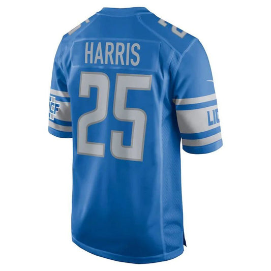 D.Lions #25 Will Harris Blue Game Player Jersey Stitched American Football Jerseys