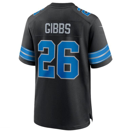 D.Lions #26 Jahmyr Gibbs Black 2nd Alternate Game Jersey American Stitched Football Jerseys