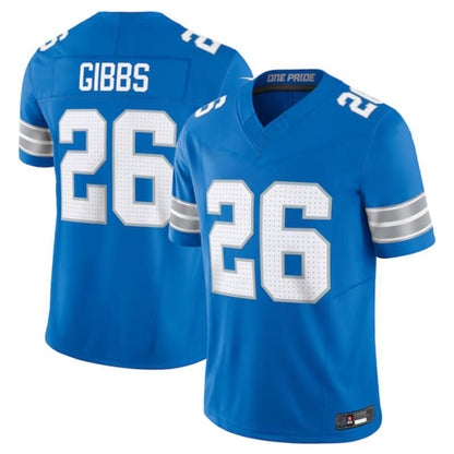 D.Lions #26 Jahmyr Gibbs Blue Vapor F.U.S.E. Limited Player Jersey American Stitched Football Jerseys