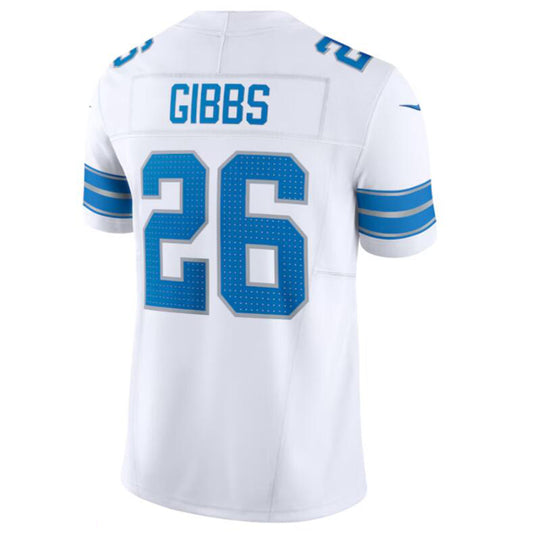 D.Lions #26 Jahmyr Gibbs White Vapor F.U.S.E. Limited Jersey American Stitched Football Jerseys