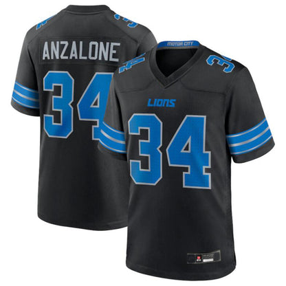 D.Lions #34 Alex Anzalone Black 2nd Alternate Game Jersey American Stitched Football Jerseys