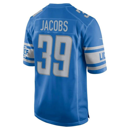 D.Lions #39 Jerry Jacobs Blue Game Player Game Jersey Stitched American Football Jerseys Replica Jerseys