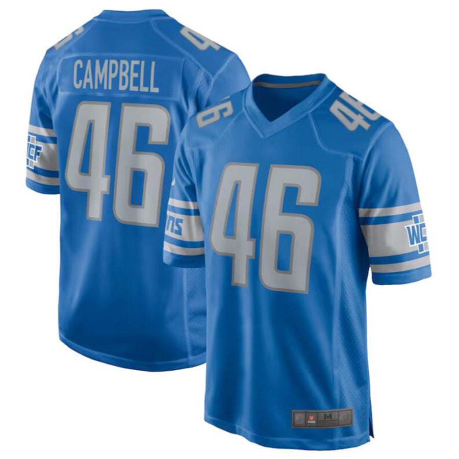 D.Lions #46 Jack Campbell 2023 Draft First Round Pick Game Player Jersey - Blue Stitched American Football Jerseys