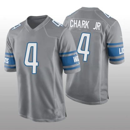 D.Lions #4 DJ Chark Jr. Alternate Game Player Jersey - Silver Stitched American Football Jerseys