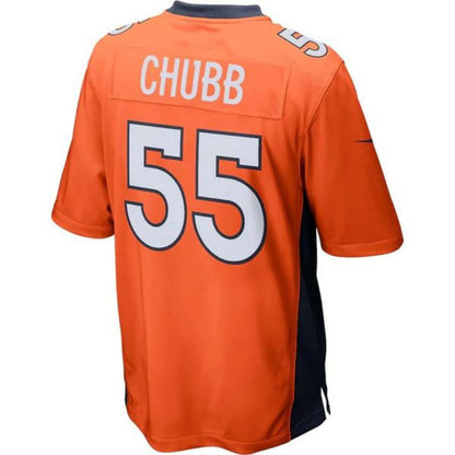 D.Broncos #55 Bradley Chubb Orange Stitched Player Vapor Game Football Jerseys