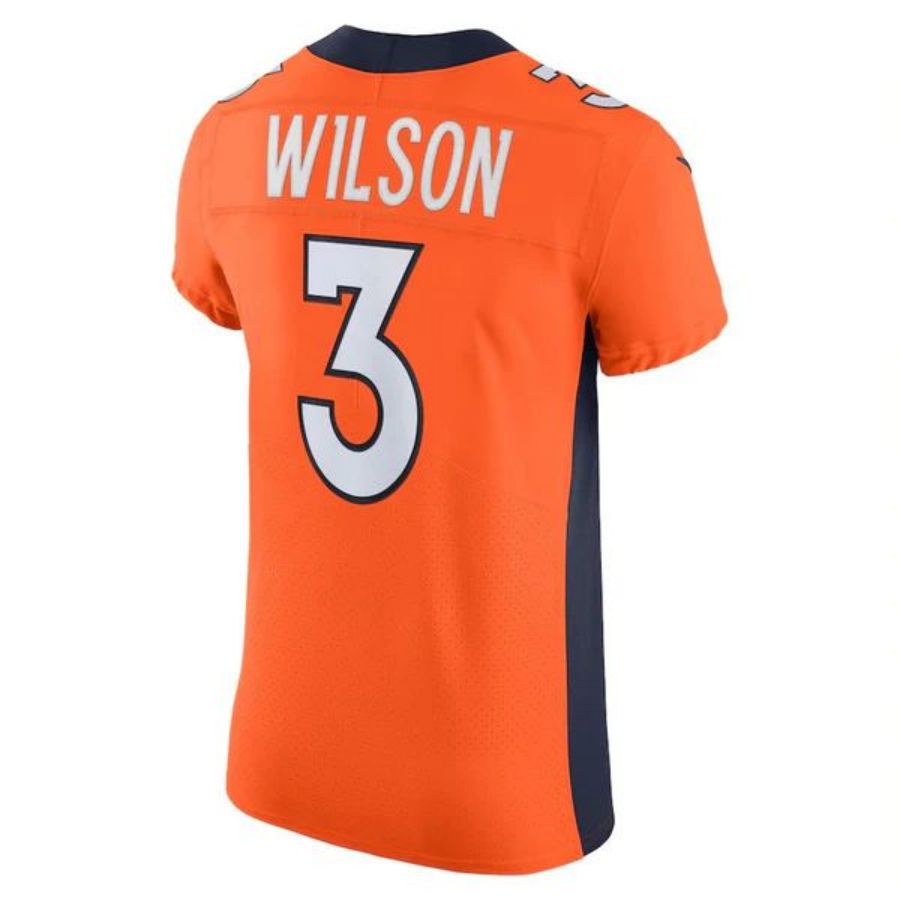 D.Broncos #3 Russell Wilson Orange Stitched Player Vapor Elite Football Jerseys