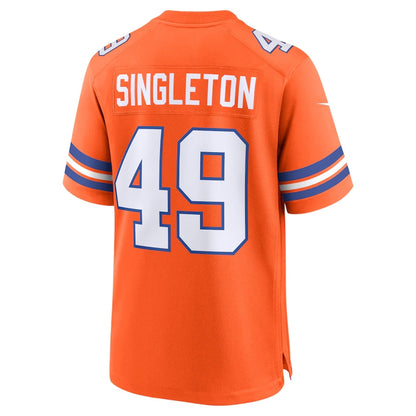 D.Broncos #49 Alex Singleton Orange Mile High Collection 1977 Throwback Player Game Football Jerseys