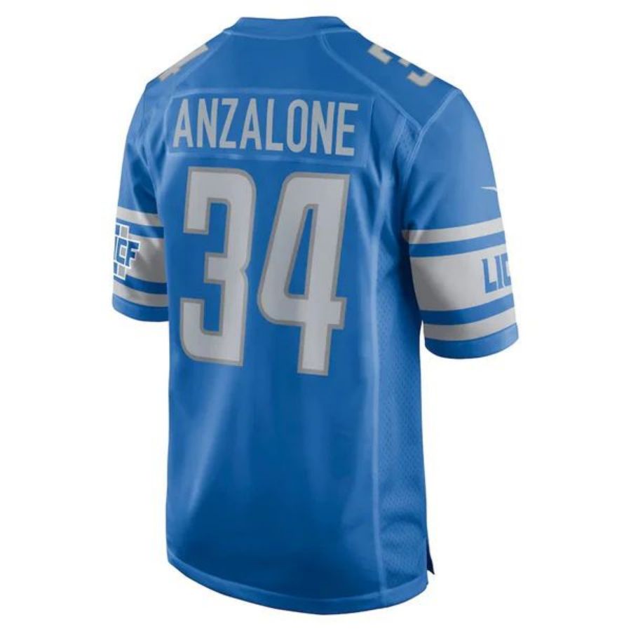 D.Lions #34 Alex Anzalone Blue Stitched Player Game Football Jerseys