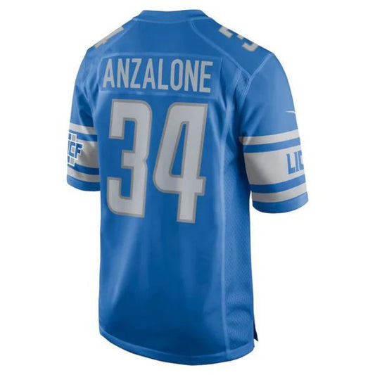 D.Lions #34 Alex Anzalone Blue Stitched Player Game Football Jerseys