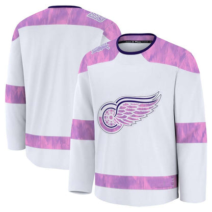 D.Red Wings Fanatics 2024 Hockey Fights Cancer Practice Jersey - White Stitched American Hockey Jerseys