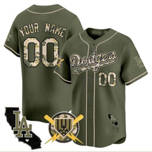 Custom Los Angeles Dodgers Armed Forces Day Vapor Premier Limited – All Stitched Baseball Jersey