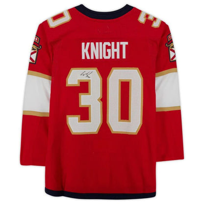 F.Panthers #30 Spencer Knight Fanatics Authentic Autographed Red Stitched American Hockey Jerseys