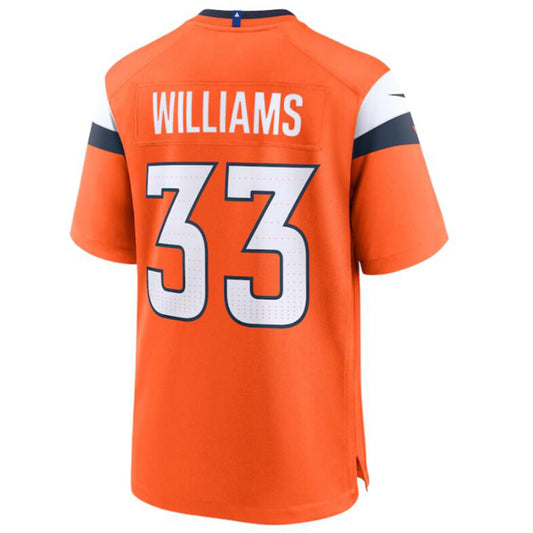 Football Jersey D.Broncos #33 Javonte Williams Player Orange Game Jersey Stitched American Jerseys