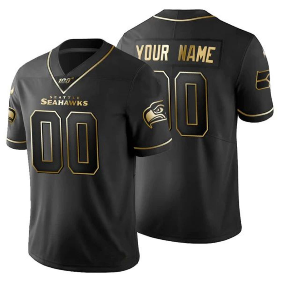 Football Jerseys S.Seahawks Custom Black Golden Limited 100 Jersey American Stitched Jerseys