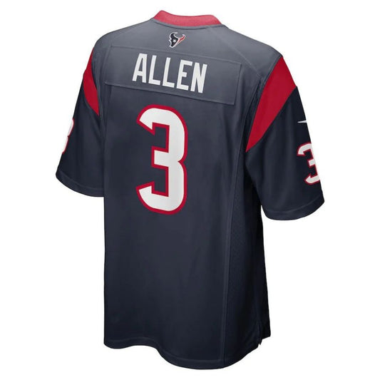 H.Texans #3 Kyle Allen Navy Game Player Jersey Stitched American Football Jerseys