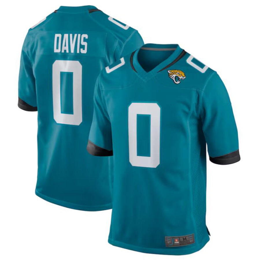 J.Jaguars #0 Gabe Davis Teal Team Game Player Jersey American Stitched Football Jerseys