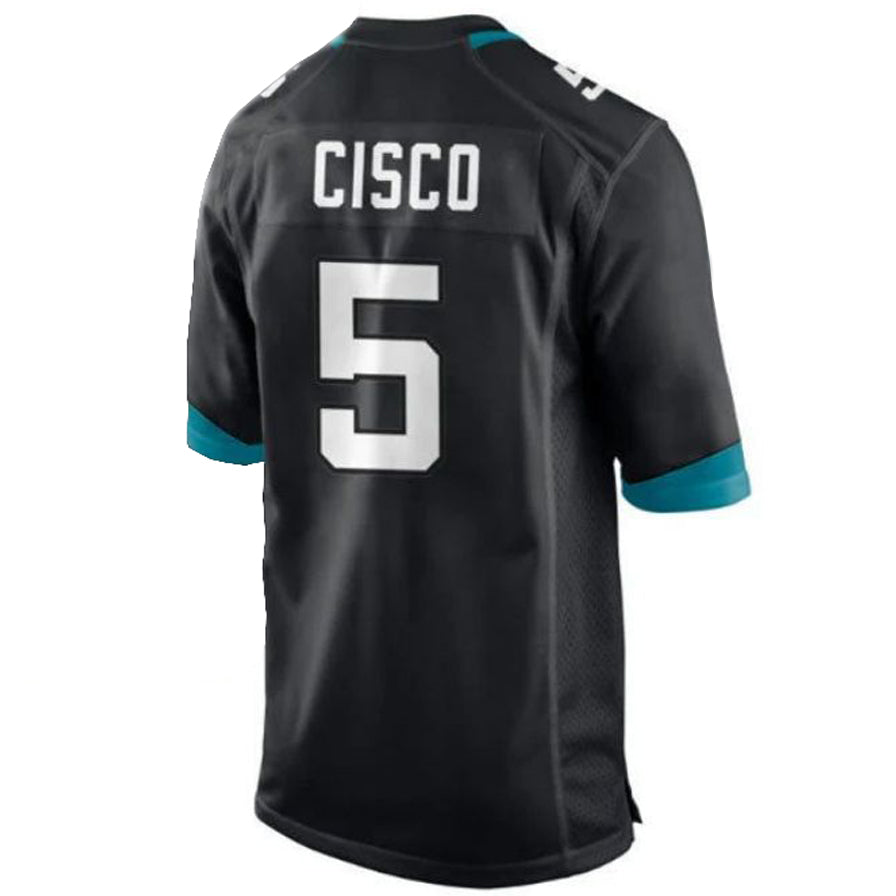 J.Jaguars #5 Andre Cisco Game Player Jersey Black Stitched American Football Jerseys